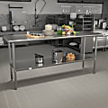 Flash Furniture Stainless Steel Prep And Work Table, 34-1/2”H x 72”W x 24”D, Silver