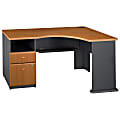 Bush Business Furniture Office Advantage 60W Corner Desk With Drawers, Natural Cherry, Premium Installation