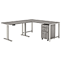 Bush Business Furniture 400 Series 72"W L-Shaped Adjustable Desk With Storage, Platinum Gray, Standard Delivery