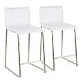 LumiSource Mara Counter Stools, White/Stainless Steel, Set Of 2 Stools