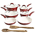 Kenmore Arlington 12-Piece Ceramic Non-Stick Cookware Set, Red