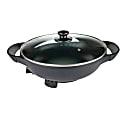 Brentwood 3-Inch Non-Stick Flat Bottom Electric Wok Skillet with Vented Glass Lid, Black - 13" Width x 17.50" Length - 450°F (232.2°C) - 1400 W