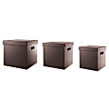 Office Depot® Brand Organizer Storage Boxes, Brown, Set Of 3 (Small 14" x 14" x 14 1/2", Medium 15 3/4" x 15 3/4" x 15 3/4", Large 17 3/10" x 17 3/10" x 17") 1 thumbnail image
