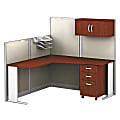 Bush Office-In-An-Hour™ "L" Workstation, Hansen Cherry, Premium Installation Service