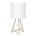 Simple Designs Down To The Wire Table Lamp, 13-1/2"H, White Shade/Gold Base