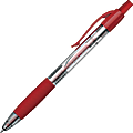 Integra Retractable Gel Pens, Medium Point, 0.7 mm, Clear Barrel, Red Ink, Pack Of 12 Pens