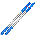 Gritt Commercial Aluminum Pole With Click/Lock Adapter Cone, 20", Blue/Silver, Pack Of 2 Poles 1 thumbnail image
