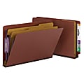 Smead® Full End-Tab Classification Folder With SafeSHIELD Fastener, 2 Dividers, 6 Partitions, Straight Cut, Legal Size, 100% Recycled, Red/Brown