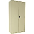Lorell® Fortress 4-Shelf Steel Janitorial Cabinet, 72"H x 36"W x 18"D, Putty 1 thumbnail image