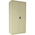 Lorell® Fortress 4-Shelf Steel Janitorial Cabinet, 72"H x 36"W x 18"D, Putty