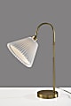 Adesso Thalia Table Lamp, Antique Brass/White Fabric Shade 1 thumbnail image