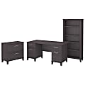 Bush Business Furniture Somerset 60"W Office Computer Desk With Lateral File Cabinet And 5-Shelf Bookcase, Storm Gray, Standard Delivery 1 thumbnail image
