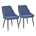 LumiSource Diana Corduroy Chairs, Blue Seat/Black Frame, Set Of 2 Chairs