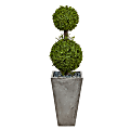 Nearly Natural Boxwood Double Ball Topiary 4’H Artificial Tree With Planter, 48”H x 13”W x 13”D, Green/Gray 1 thumbnail image