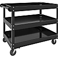 Lorell 3-shelf Utility Cart - 3 Shelf - 400 lb Capacity - 4 Casters - Steel - x 24" Width x 30" Depth x 32" Height - Black - 1 Each 1 thumbnail image