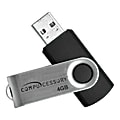 Compucessory USB 2.0 Flash Drive, 4GB, Aluminum/Black, CCS26464