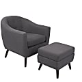 LumiSource Rockwell Accent Chair And Ottoman Set, Natural/Charcoal Gray