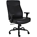 Lorell® Big & Tall Bonded Leather High-Back Executive Chair, Black