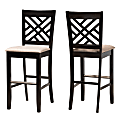 Baxton Studio Jason Bar Stools, Espresso Brown/Sand, Set Of 2 Stools 1 thumbnail image