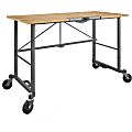 Cosco Smartfold Portable Work Desk Table - Four Leg Base - 4 Legs - 400 lb Capacity x 14.50" Table Top Width x 25.51" Table Top Depth - 55.25" Height - Gray - Steel - Hardwood Top Material - 1 Each