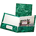 Oxford® Marble Twin-Pocket Portfolios, Emerald Green, Box Of 25