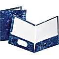 Oxford® Marble Twin-Pocket Portfolios, Navy, Box Of 25