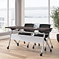 Bush Business Furniture Envision 60"W Folding Training Table and 2 Folding Chairs with Arms, Storm Gray/Cool Gray Metallic, Standard Delivery 1 thumbnail image
