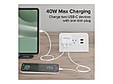 Plugable - Power adapter - 40 Watt - PD - 2 output connectors (24 pin USB-C) - white 1 thumbnail image