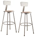 National Public Seating Hardboard Science Stools With Backrests, 30"H Seat, Brown/Gray, Pack Of 2 Stools