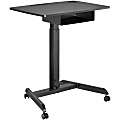 Kantek Adjustable Mobile Sit Stand Desk - Adjustable - 22" Table Top x 31.50" Table Top- 49" - Assembly Required - Black - Melamine Top Material 1 thumbnail image