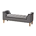 Baxton Studio 9381 Bench, 21-5/16"H x 51-5/8"W x 16-15/16"D, Oak Brown/Gray 1 thumbnail image