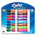 EXPO® Low-Odor Dry-Erase Markers, Chisel Point, Assorted Colors, Pack Of 16