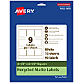 Avery® Recycled Paper Labels, 94104-EWMP10, Square, 2-1/2" x 2-1/2", White, Pack Of 90 1 thumbnail image