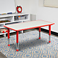Flash Furniture Height-Adjustable Activity Table, 23-1/2"H x 23-5/8"W x 47-1/4"D, Gray/Red