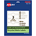 Avery® Recycled Paper Labels, 94117-EWMP25, Cigar, 2-3/8" x 8", White, Pack Of 75 1 thumbnail image