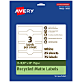 Avery® Recycled Paper Labels, 94117-EWMP25, Cigar, 2-3/8" x 8", White, Pack Of 75