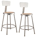 National Public Seating Hardboard Science Stools With Backrests, 24"H Seat, Brown/Gray, Pack Of 2 Stools 1 thumbnail image