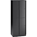 Lorell Trace Quad Locker - 1 Shelve(s) - Key Lock - for Shoes, Jacket - Overall Size 65.9" x 24" x 18" - Black - Metal 1 thumbnail image