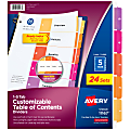 Avery® Ready Index® 1-5 Tab Binder Dividers With Customizable Table of Contents, 8-1/2" x 11", 5 Tab, White/Multicolor, Box Of 24 Sets 1 thumbnail image