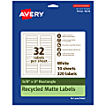 Avery® Recycled Paper Labels, 94214-EWMP10, Rectangle, 5/8" x 3", White, Pack Of 320