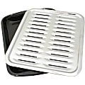 Range Kleen BP100 2-Piece Heavy Duty Porcelain and Chrome Plated Full Size Broiler Pan - 2 Pieces - Cooking, Food, Baking - Dishwasher Safe - Silver, Black, Multicolor - Porcelain, Chrome Body