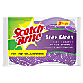 Scotch-Brite -Brite Stay Clean Scrub Sponges - 4.8" Height x 3.2" Width x 850 mil Thickness - 3/Pack - Cellulose - Purple 1 thumbnail image