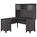Bush Furniture Somerset 60"W L-Shaped Desk With Hutch, Storm Gray, Standard Delivery