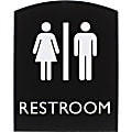 Lorell Arched Unisex Restroom Sign - 6.8"x 8.5" - Rectangular Shape - Surface-mountable - Easy Readability, Braille - Plastic - Black - 1 Each 1 thumbnail image