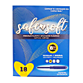 Hospeco Safe & Soft Plastic Applicator Tampons, Regular Absorbency,18 Tampons Per Box, Case Of 12 Boxes