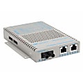 Omnitron OmniConverter SL 10/100 PoE Ethernet Fiber Media Converter Switch RJ45 ST Multimode 5km - 2 x 10/100BASE-TX; 1 x 100BASE-FX; US AC Powered; Lifetime Warranty