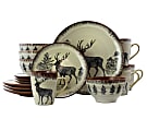 Elama 16-Piece Stoneware Dinnerware Set, Taupe/Elk 1 thumbnail image