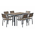 KFI Studios Eveleen 7-Piece Outdoor Patio Set, 45-5/8”H x 36”W x 36”D, Gray/Silver Table, Black Chairs