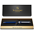 Scriveiner Classic Rollerball Pen, Medium Point, 0.7 mm, Midnight Blue/Silver Barrel, Black Ink