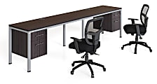 Boss Office Products Simple System Double Desk, Side by Side with 2 Pedestals, 29-1/2”H x 71”W x 71”D, Driftwood 1 thumbnail image